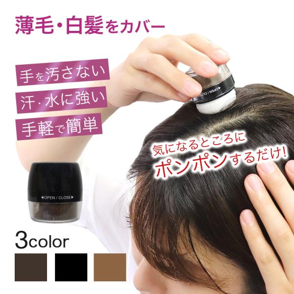 白髪隠し 薄毛隠し パウダー シャンデル ぽんぽん ヘアパウダーP 選べる3種類のカラー 白髪かくし頭皮 はげ隠し 薄毛 頭髪 増毛 粉 爆買