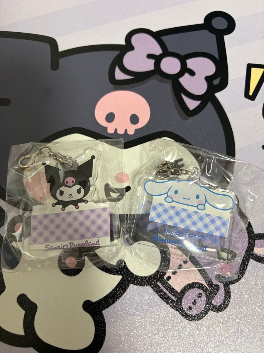 Sanrio Puroland Limited Edition Acrylic Keychain Name Sticker Chiffon Cinnamoroll 2-Piece Set