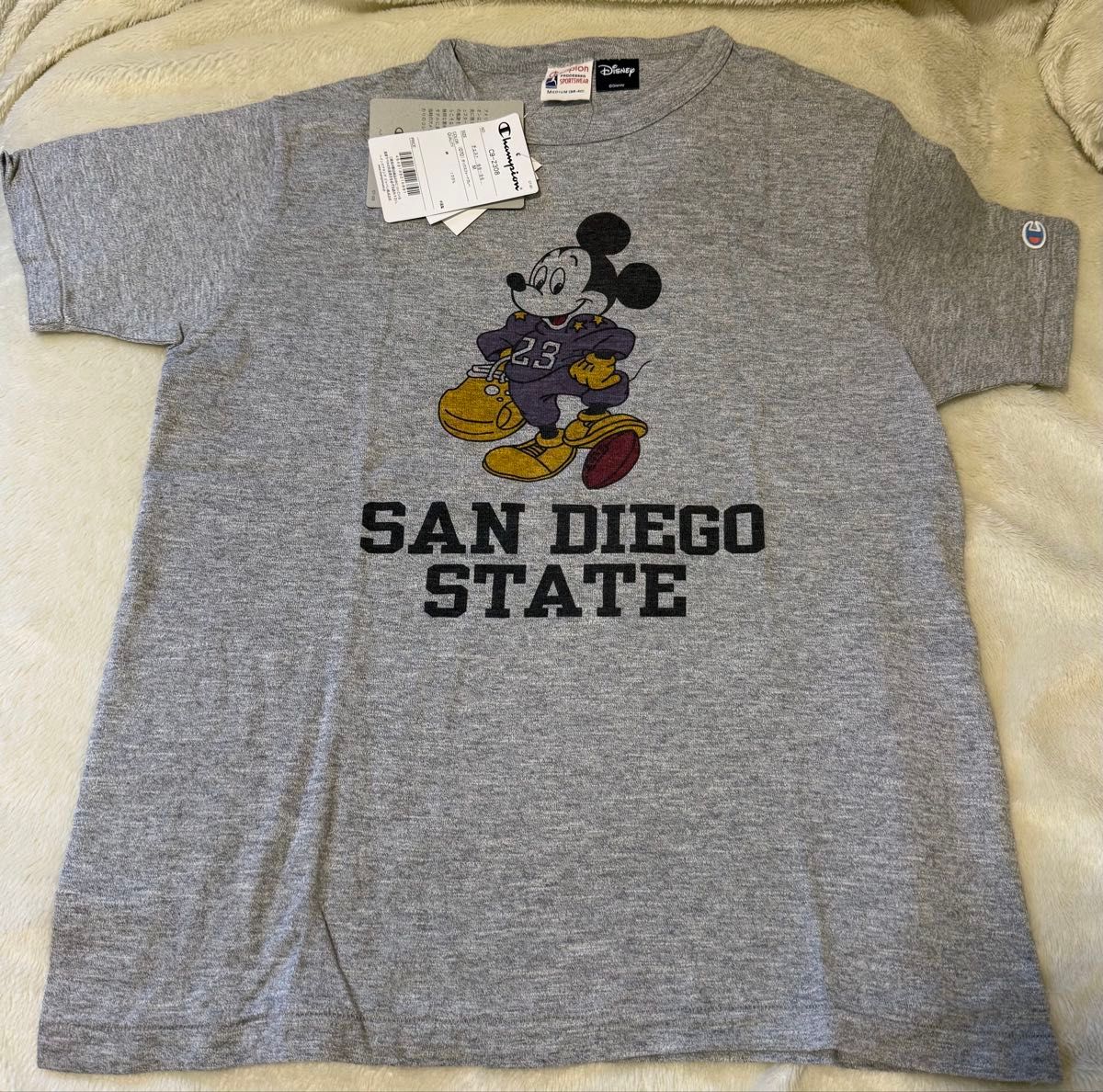 【全新带标】Champion 冠军 米奇 T恤 SAN DIEGO STATE 灰色