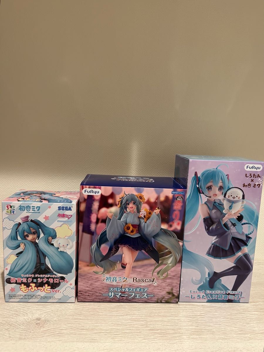 初音未来 手办 三款套装 可摆可抱 软萌 夏日祭 白兔