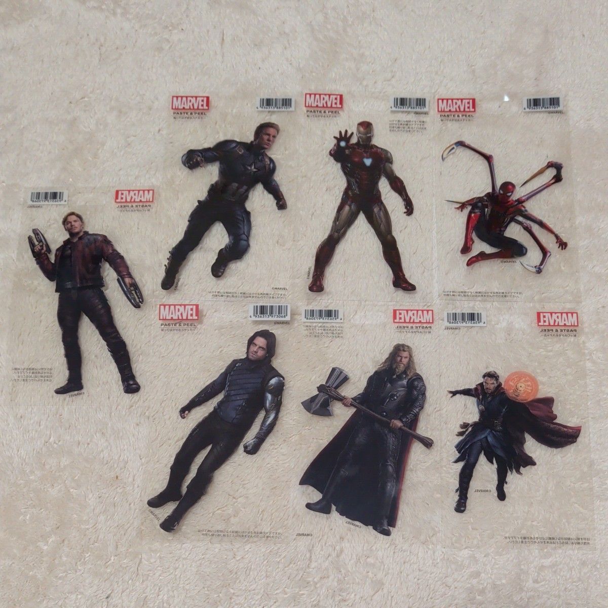 [New & Rare] MARVEL Paste & Peel Clear Sticker Set of 7 (Peelable)