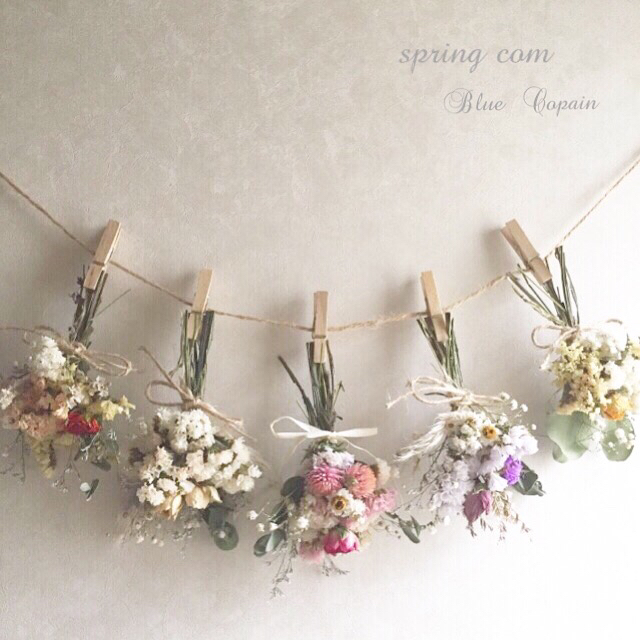 𓄹 ࣪˖ ♡ 5色花束的干花花环 挂饰 迷你花束𓄹 ࣪˖ ♡