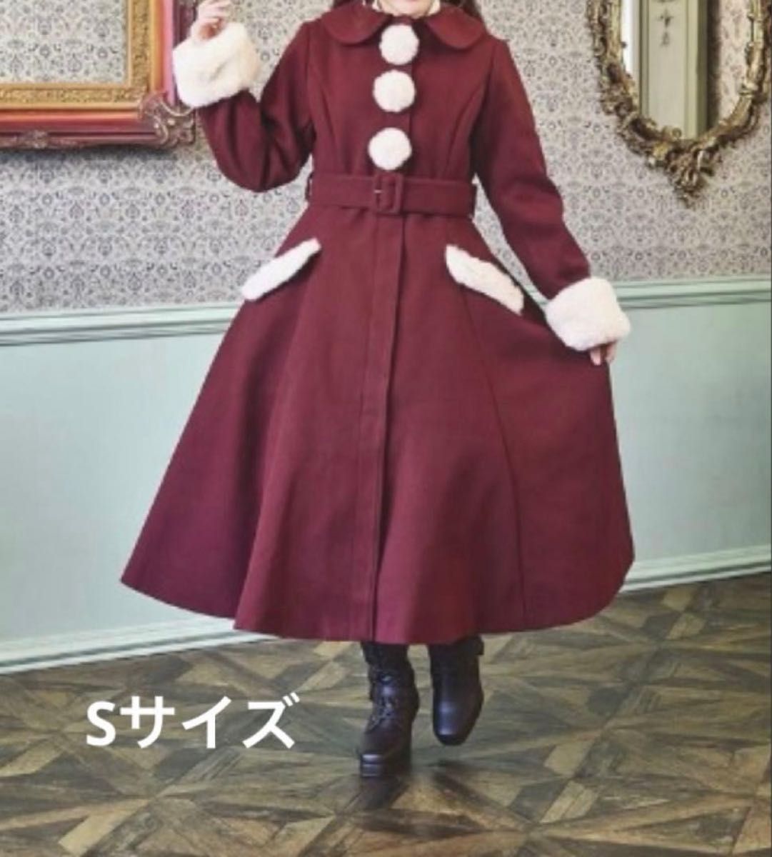 【全新带吊牌】Shimamura x Kuru-chan 联名 Noel de Memoir 长款大衣 酒红色 S码