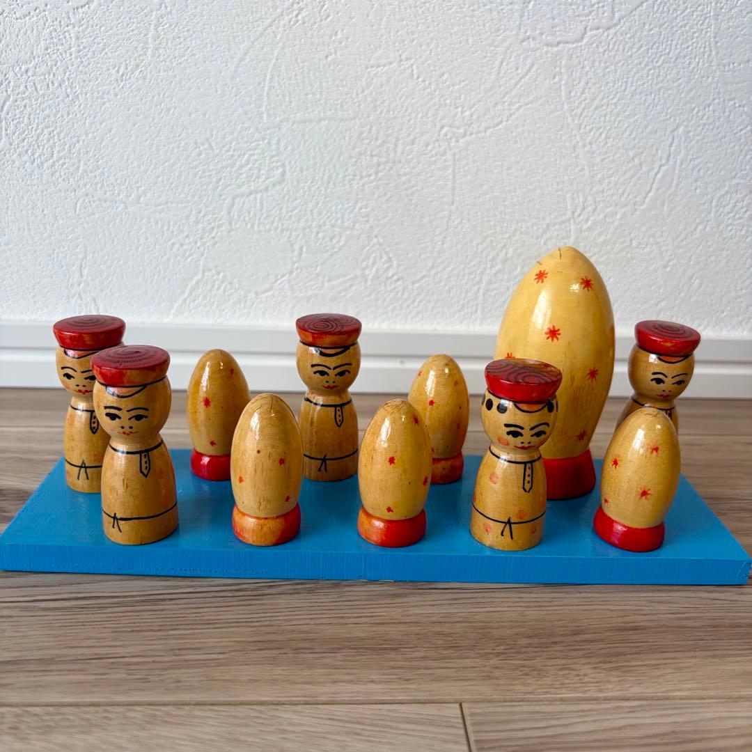 Wooden Russian Souvenir Doll Figurine Set of 11 with Stand