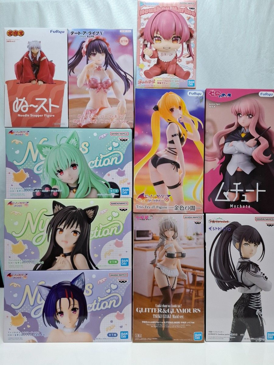 10-Piece Figure Set: Inuyasha / Kokeshi Yui / Saizenji Haruna / Run / Kin'iro no Yami / Tokisaki Kurumi / Uzaki Hana / Amanoyanagi / Louise / Hojo Marin (Sold Separately)