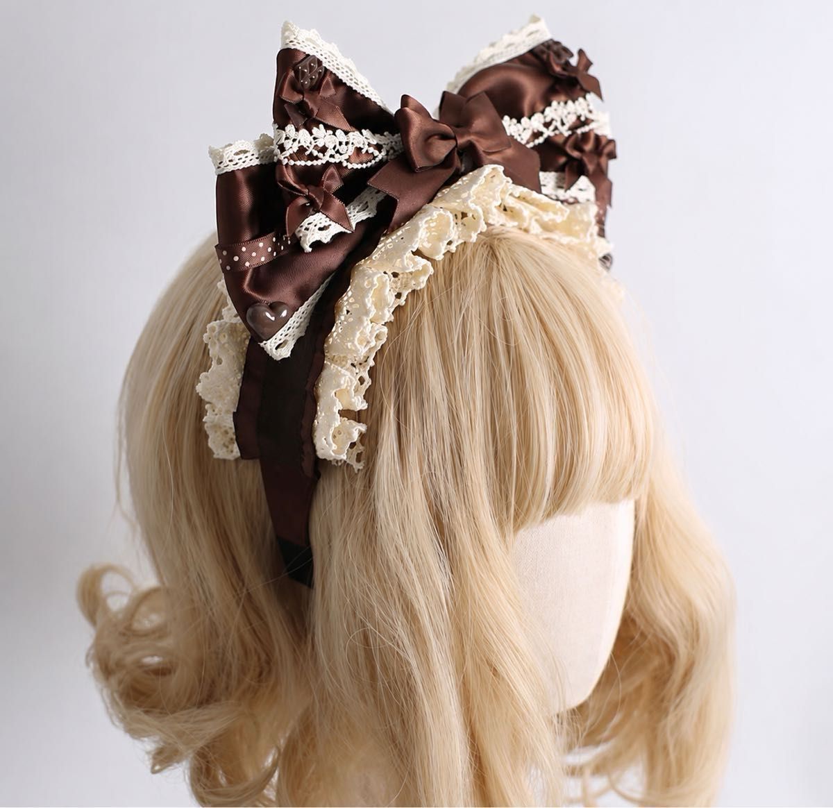 ロリータ チョコ リボン カチューシャ ブラウン 可愛い コスプレ 新品 茶 クラロリ