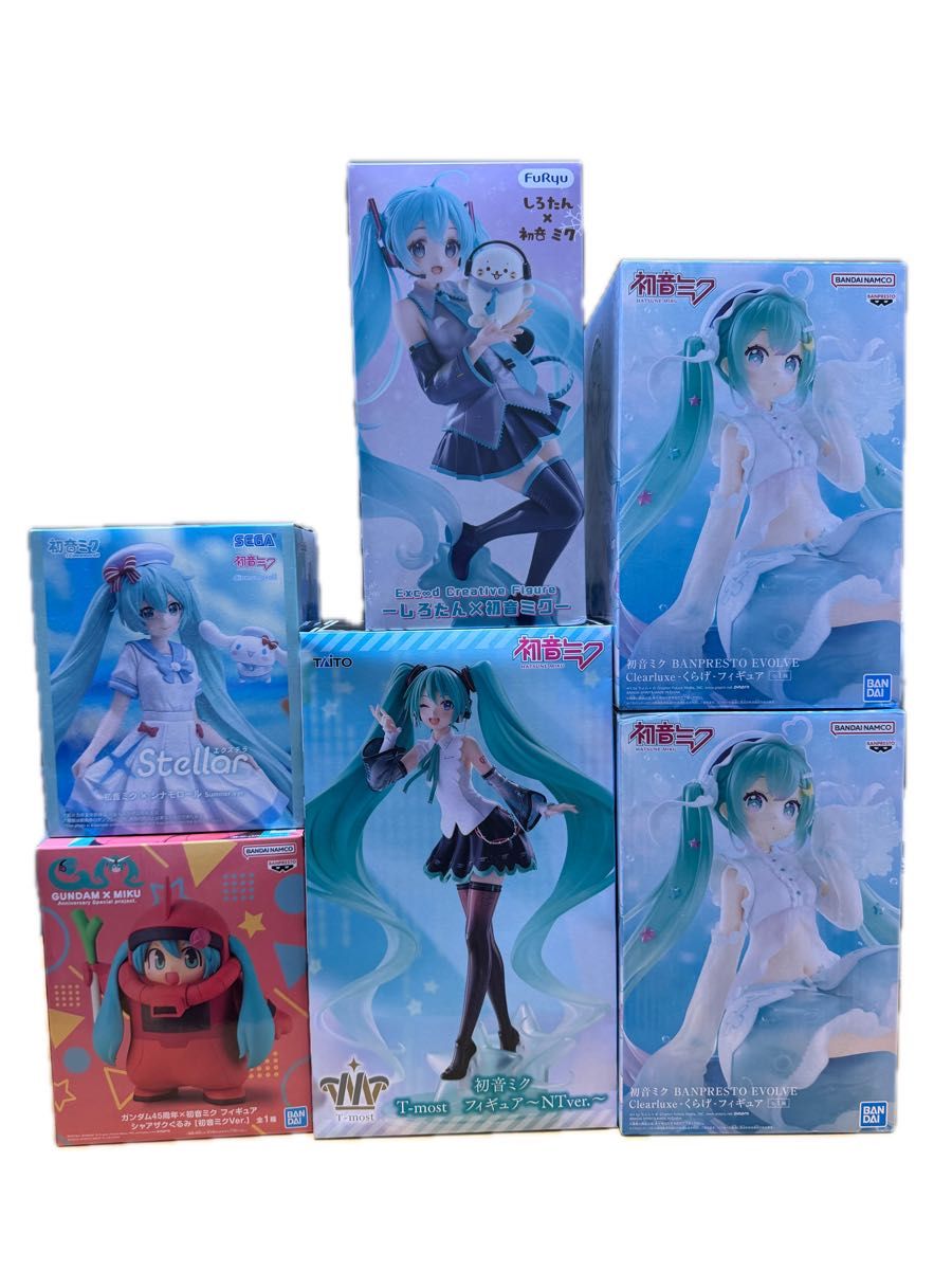 初音未来手办6件套 整套出售 白兔 与高达联名等