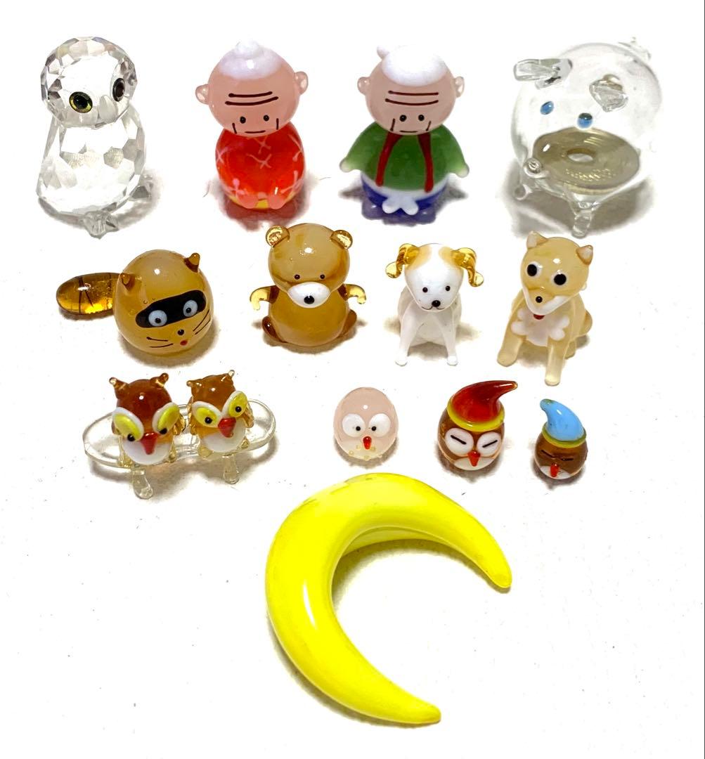 玻璃工艺品 迷你动物人偶 13件套