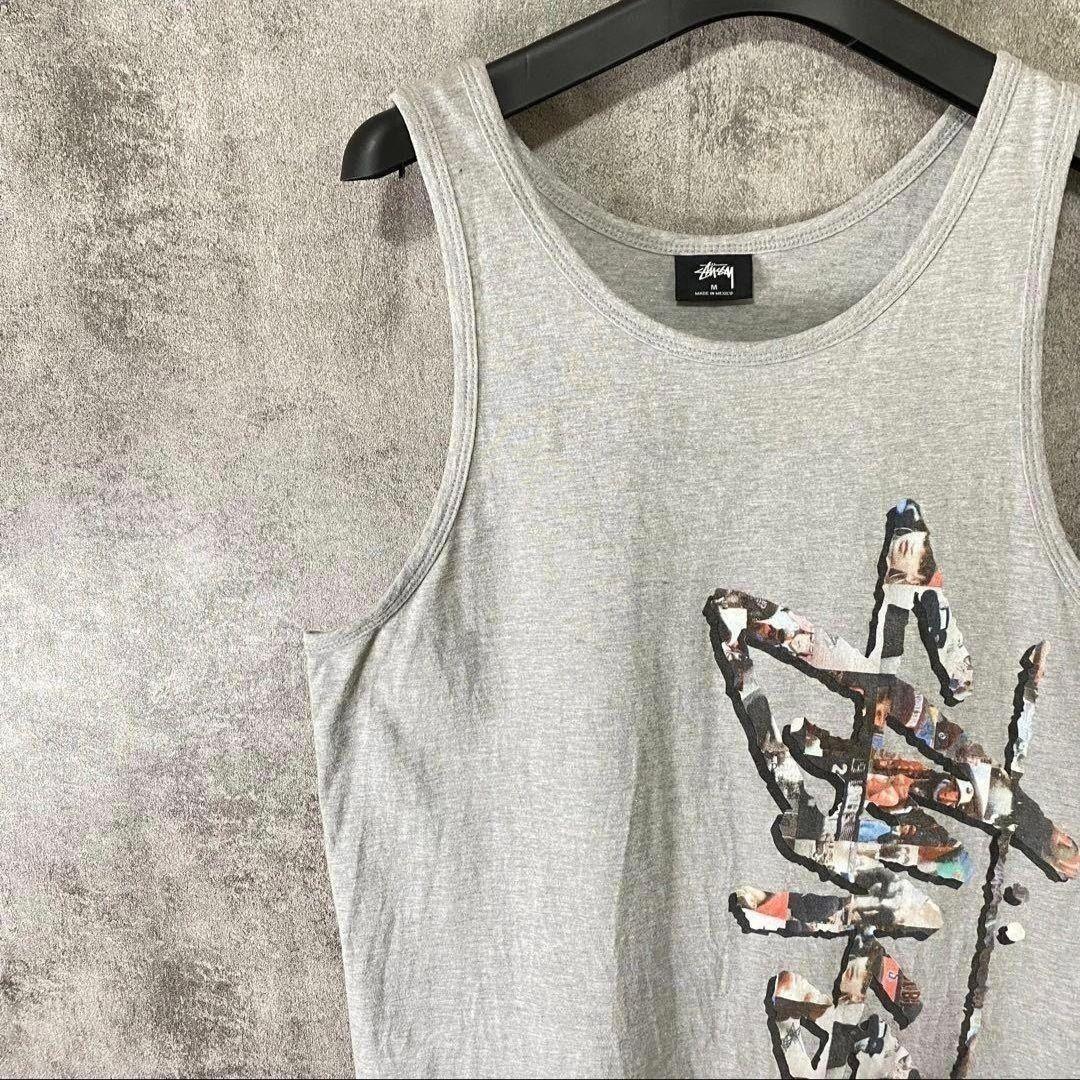 【美品】史黛西坦克顶部M灰色照片打印库存标志