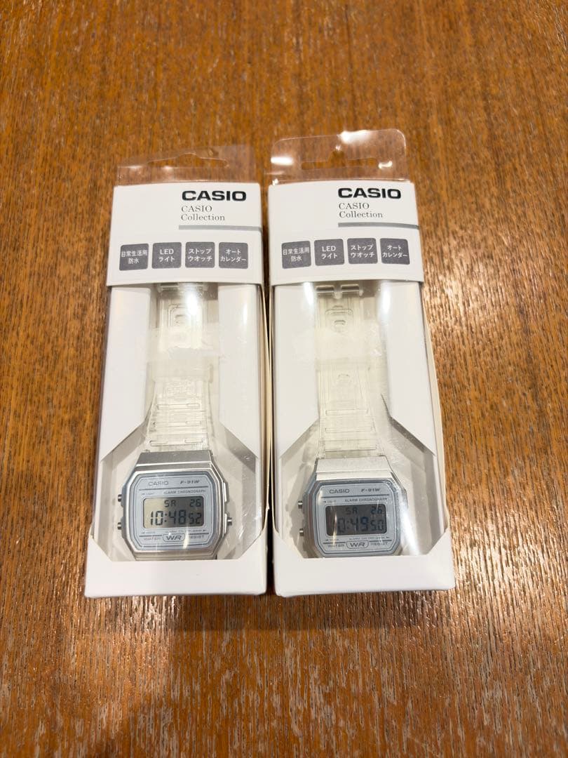 CASIO F-91WS-7JH Skeleton Wristwatch 2-Piece Set