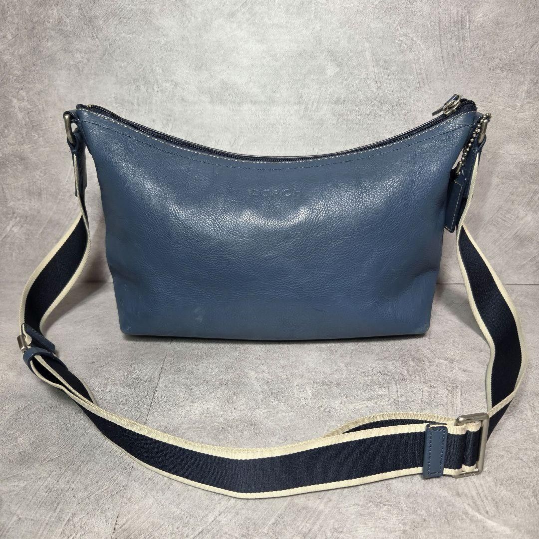 【COACH】ヘリテージレザー ショルダーバッグ ハーフムーン ブルー/Heritage Web Leather halfmoon