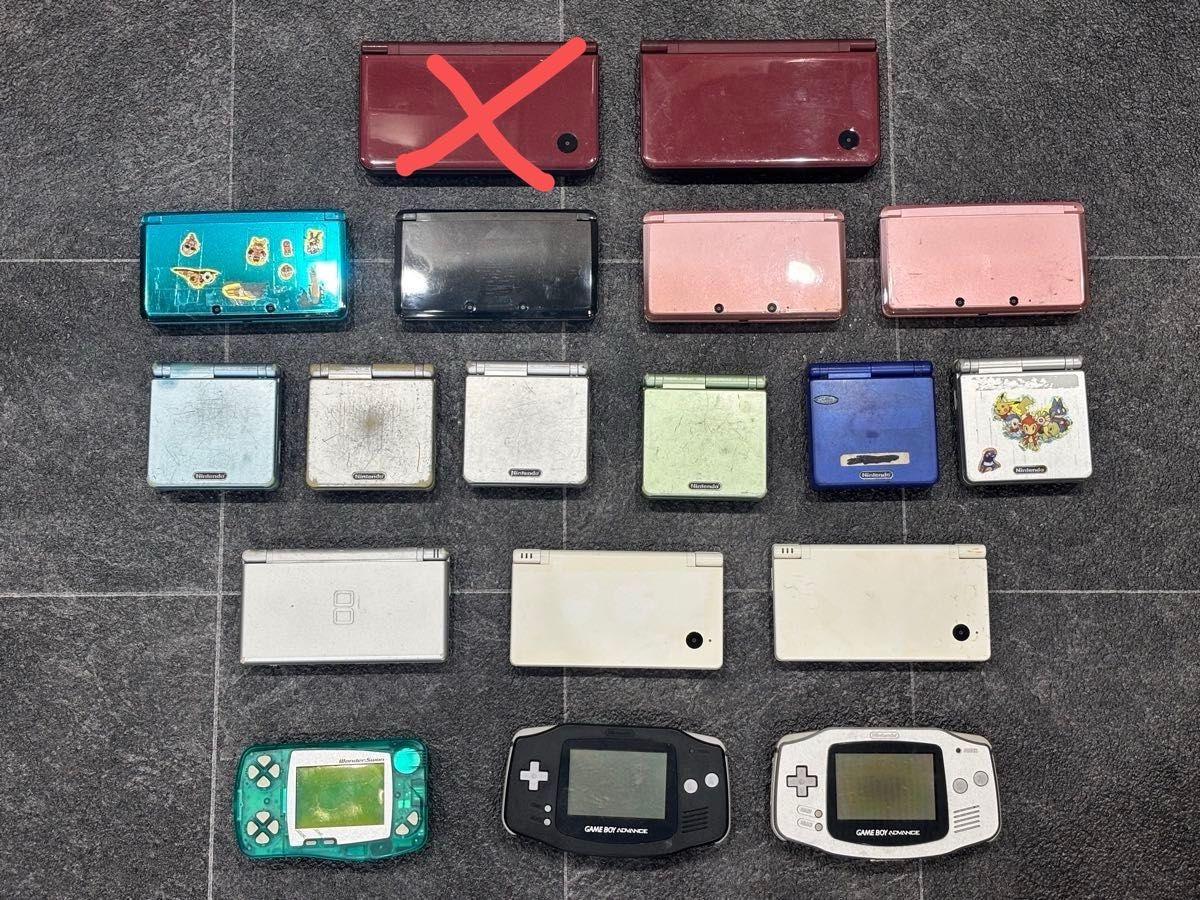 任天堂 游戏机主机 整套出售 废品 17台套装 3DS GBASP GBA DSi DSLite DSiLL