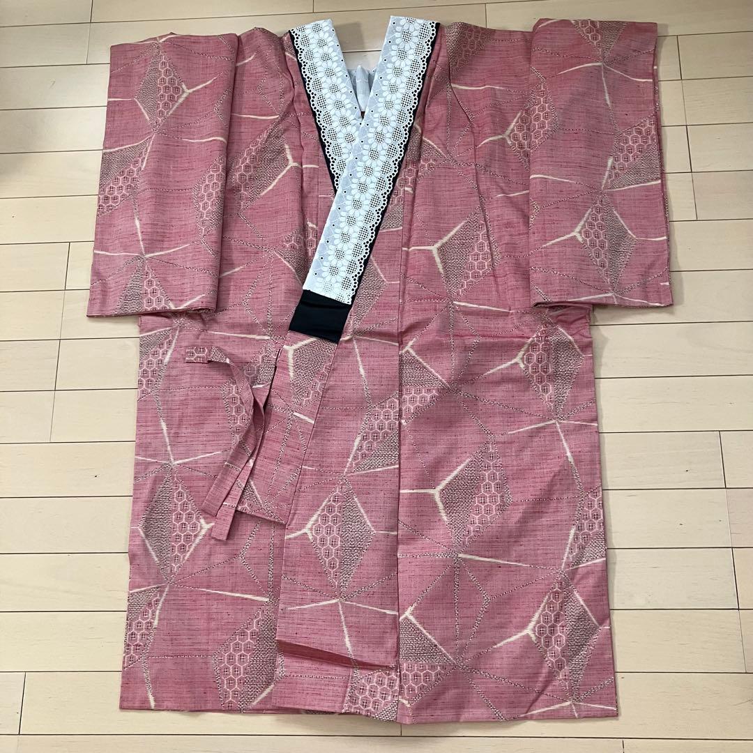 8.20蕾丝领子和摩登羽织麻叶龟甲几何文样红紫身长85裤64.5