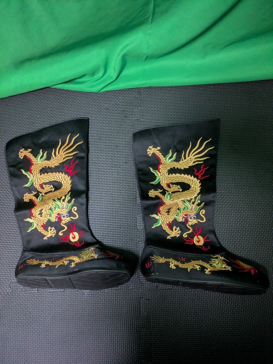 中式风 刺绣短靴 龙纹 黑色 角色扮演 舞台服装 尺码25