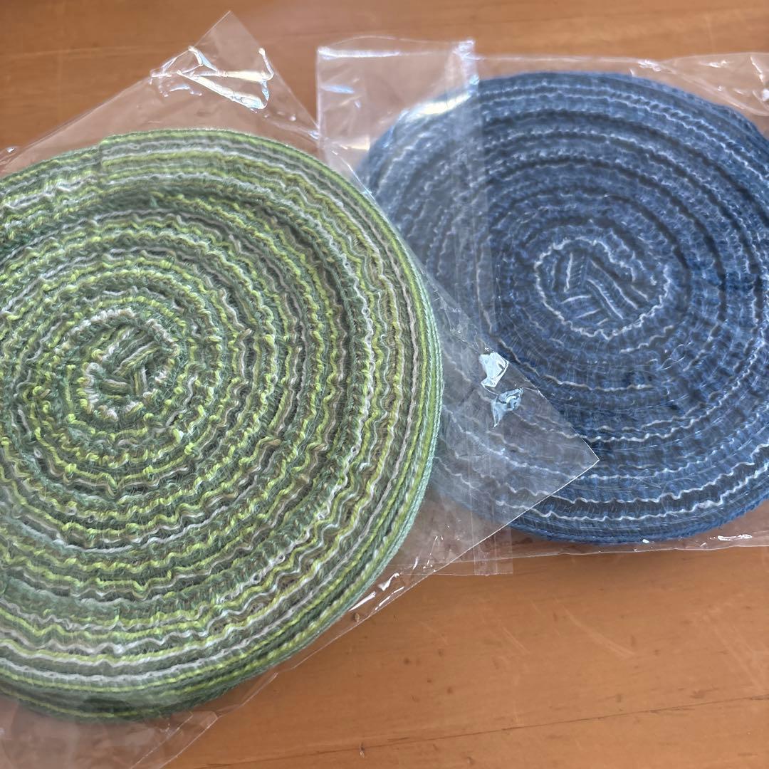 全新·未使用 手工制作 圆形杯垫 绿色系