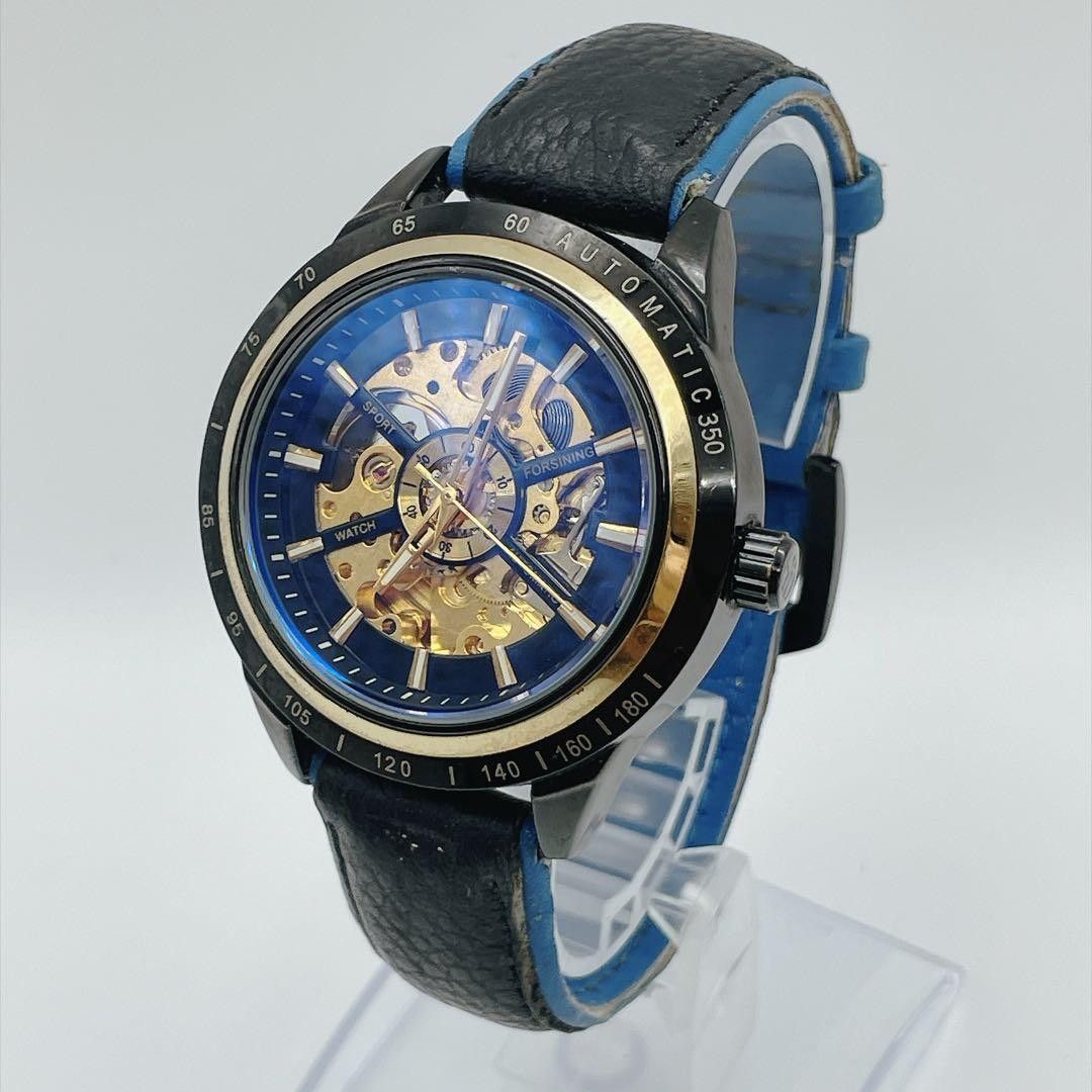 运转FORSINING自动卷骨架手表男士vintage