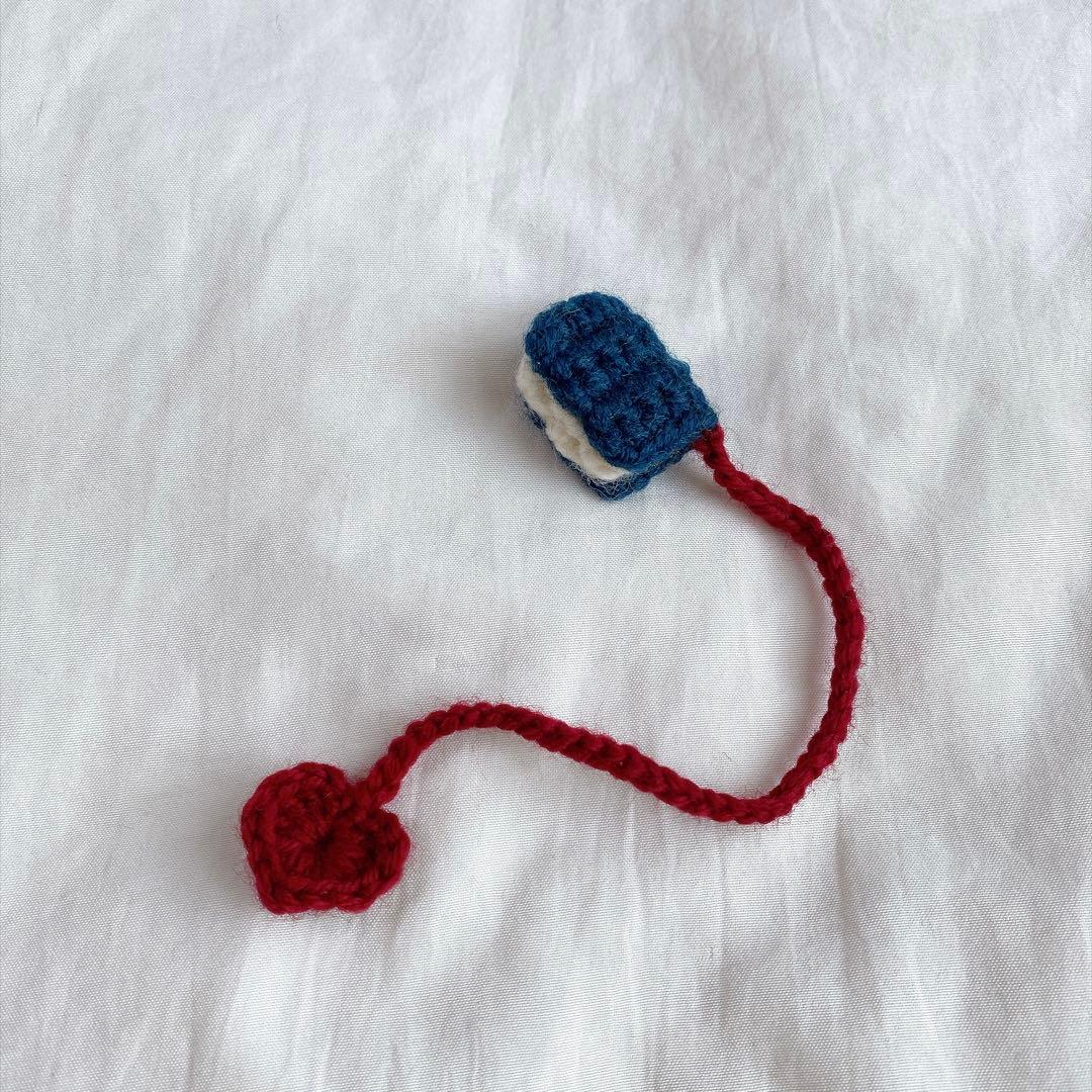 Handmade Book and Heart Bookmark, Cable Tie, Navy x Wine Red