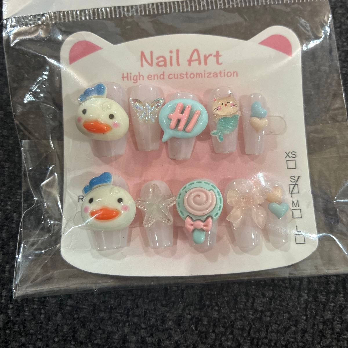 美甲贴片 3D艺术 唐老鸭风格 角色 糖果 蝴蝶结