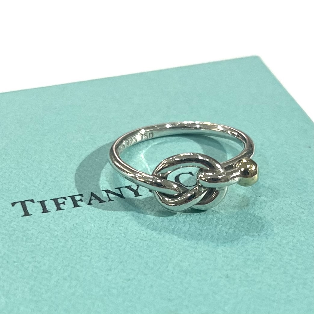 【 TIFFANY & CO 】【【15.5-16号】2958 Combie 双环扭结戒指银925× K18 金色 指环 小指环 18K 金色 挂钩 福冈复古饰品店