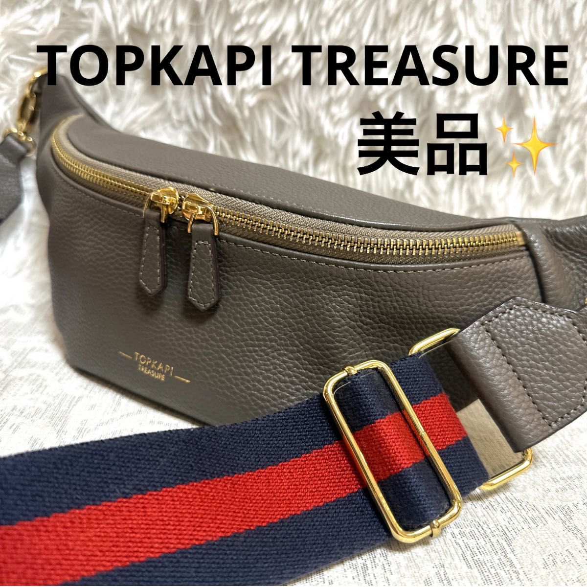 Excellent condition TOPKAPI Topkapi Stripe Belt Body Bag Leather Waist Pouch Shoulder Bag