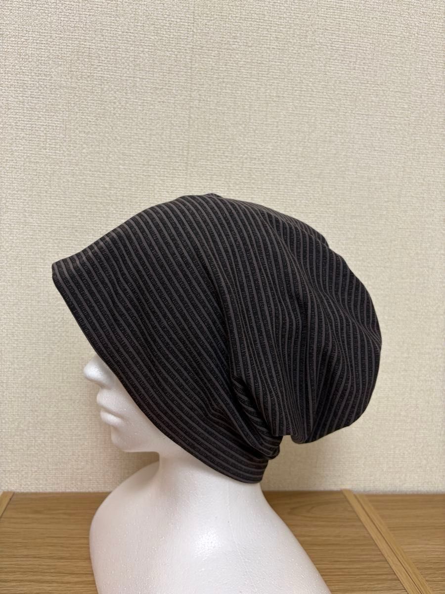 Ｌサイズ　ストライプ柄　ワッチキャップ ビーニー 風帽子 男女兼用　伸縮性あり