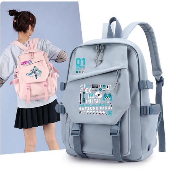 初音未来背包上学背包大容量轻量高中生多功能背包防水旅行男女兼用女士背包尼龙防水学生时尚