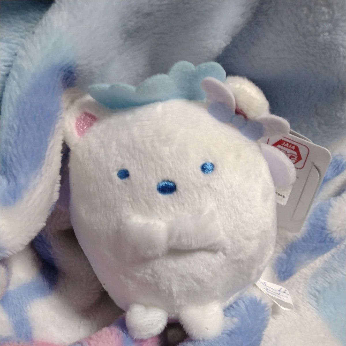 Light Blue Angel Sumikko Gurashi Mascot Keychain, Polar Bear, System Service Plush Mascot, Amusement Prize