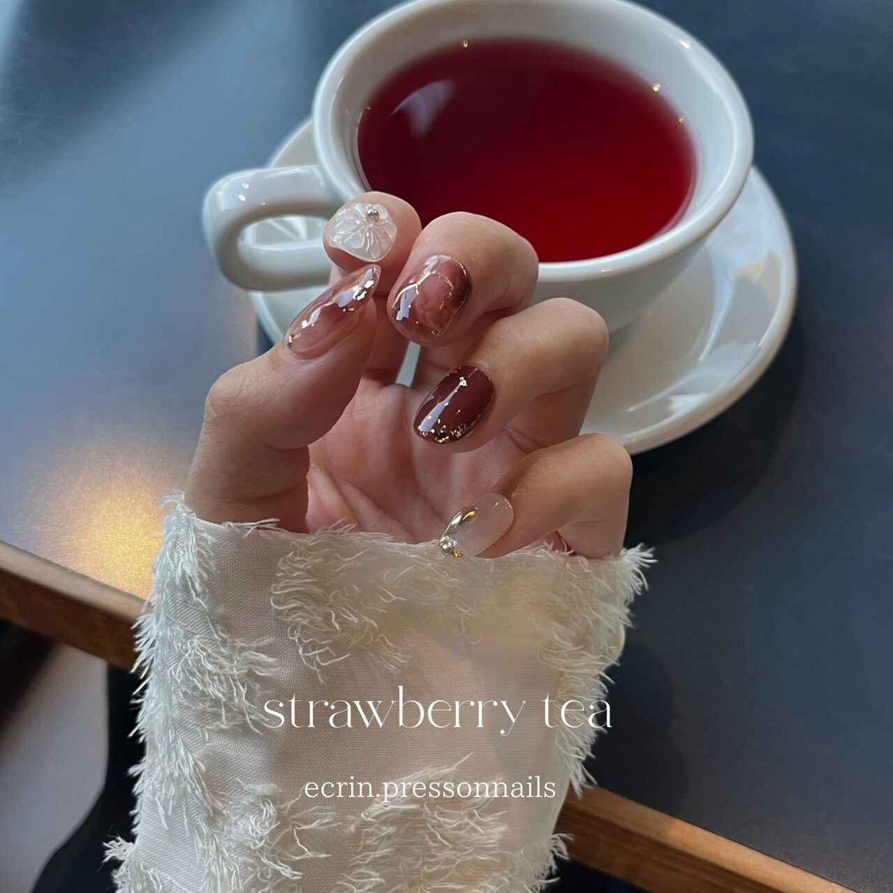 【 S/M/L Size: Our Store No.1 Nail Tips Strawberry Autumn Nail Winter Nail Adult Cute Date Nuance Nail Fruit Nail Autumn Winter Nail