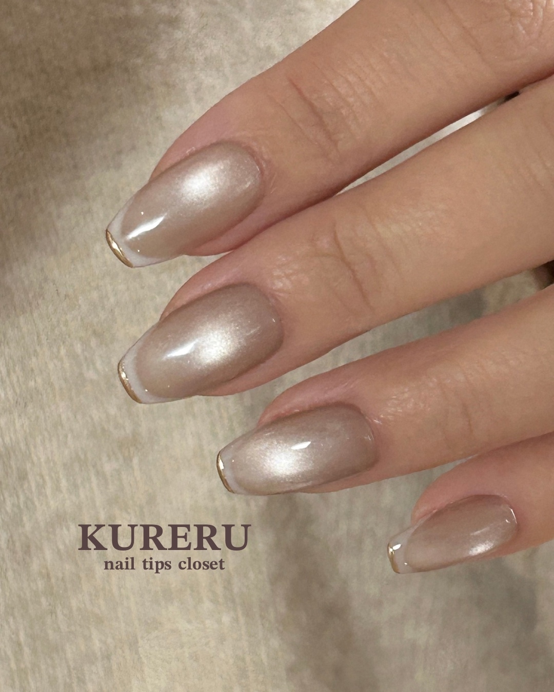 【 no.34 】 Simple Magnetic Mirror Nail Nail Tips Simple Pink Beige Graduation Entrance Wedding Bridal Bride Nail French Nail Pre-Shoot Ceremony