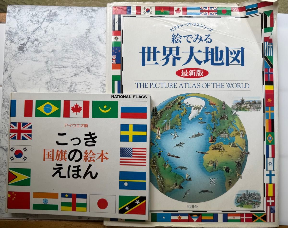 用画看世界大地图最新版国旗的绘本2册套装