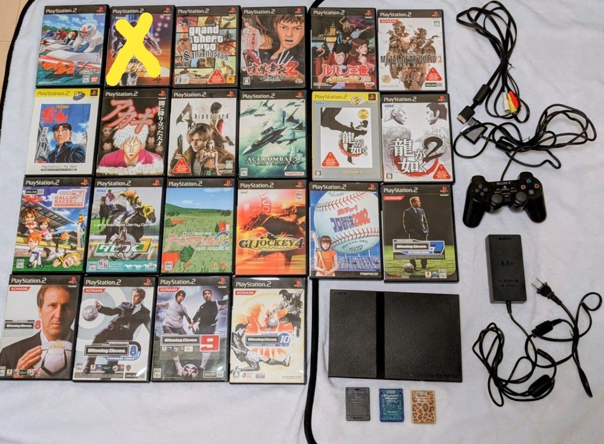 ☆可正常运行☆PS2主机 SCPH-70000CB 软件21款 内存卡3张