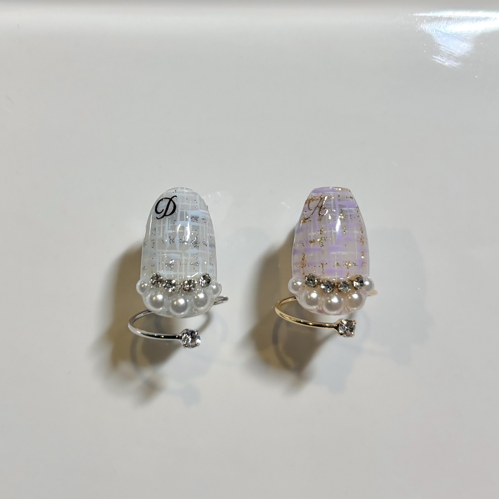 No.007 『Oshi-katsu Full Quilting Initial Nail Tip Ring