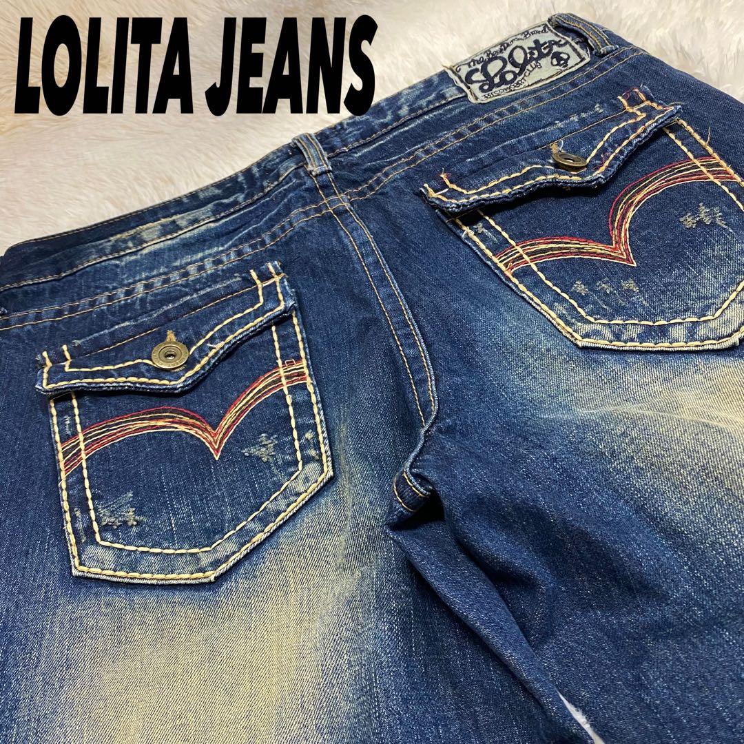 Y2K 良品 LOLITA JEANS 牛仔布 刺绣 靴型裤 喇叭裤
