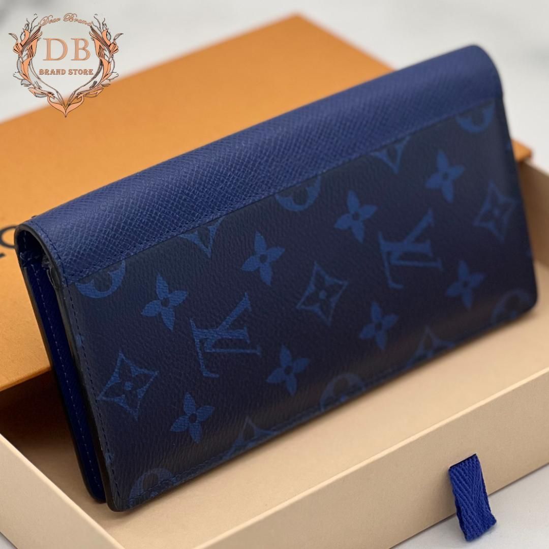Louis Vuitton Taiga Llama Brother Long Wallet, Blue and Silver, Business Monogram, LOUIS VUITTON Men’s Wallet, Cool Style