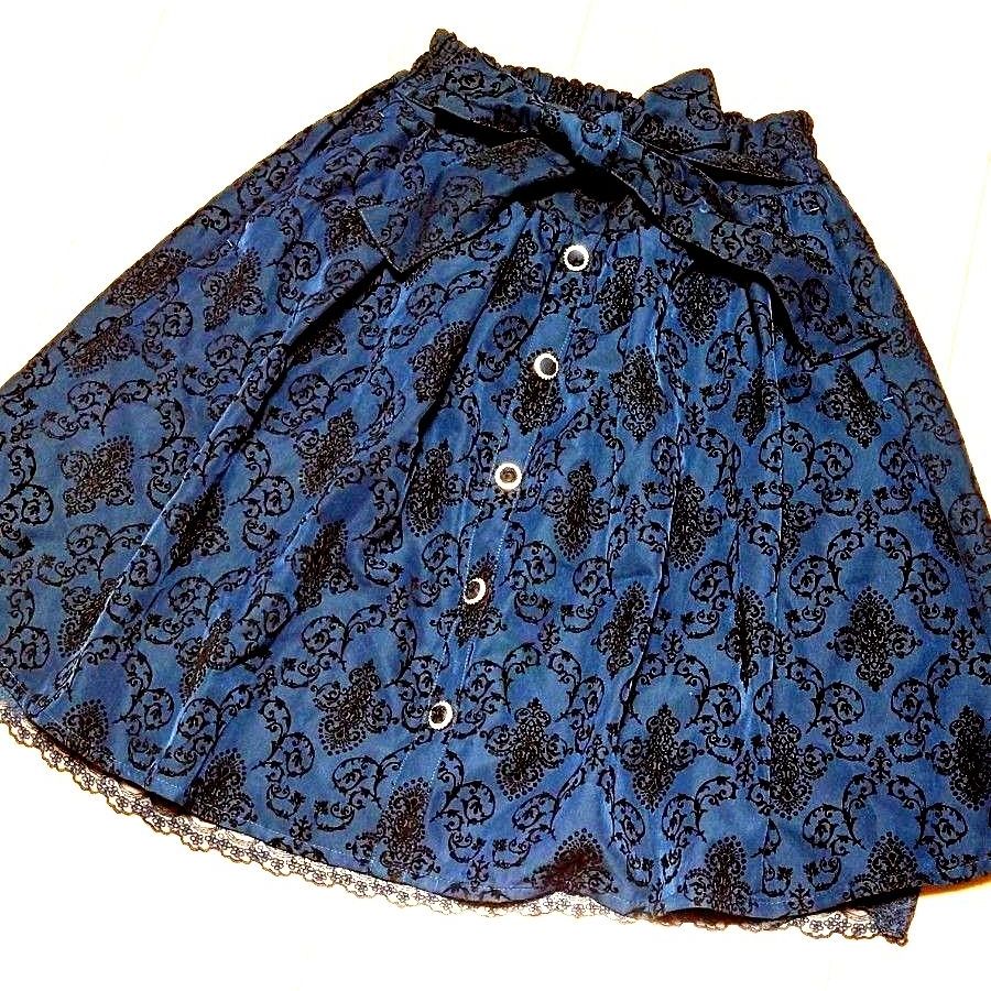【未穿着】axes femme 裙子 及膝长度 大褶饰 蕾丝 海军蓝 内衬 axes femme