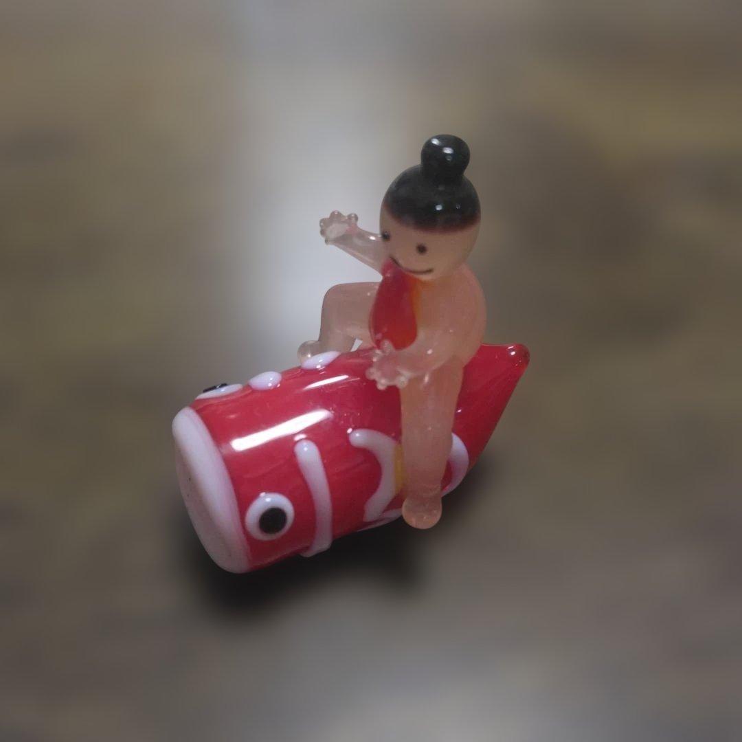 Glass Kintaro Carp Streamer Ornament Miniature