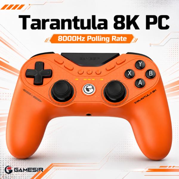 GameSir 游戏手柄 蜘蛛8K PC 橙色 高 polling rate 最高8000Hz Switch Switch2 兼容Windows PC 有线游戏控制器