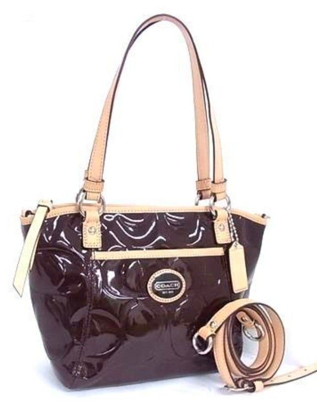 COACH Coach 2-Way Signature Shoulder Bag Handbag Patent Leather Brand