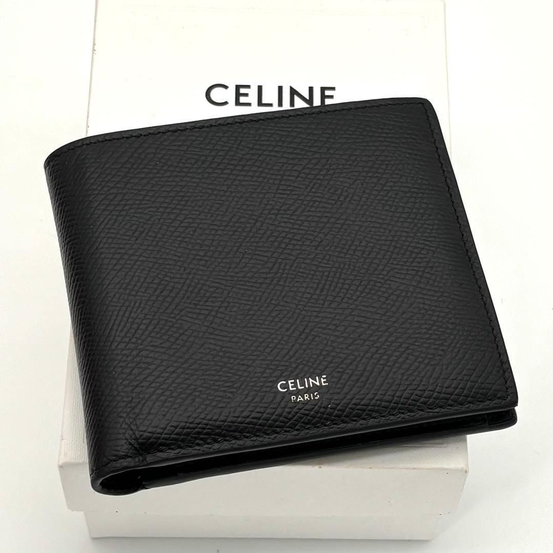 ☆美品☆Celine セリーヌ 二つ折り財布 バイフォールドウォレット 小銭入れ コインケース 札入れ レザー ブラック 黒