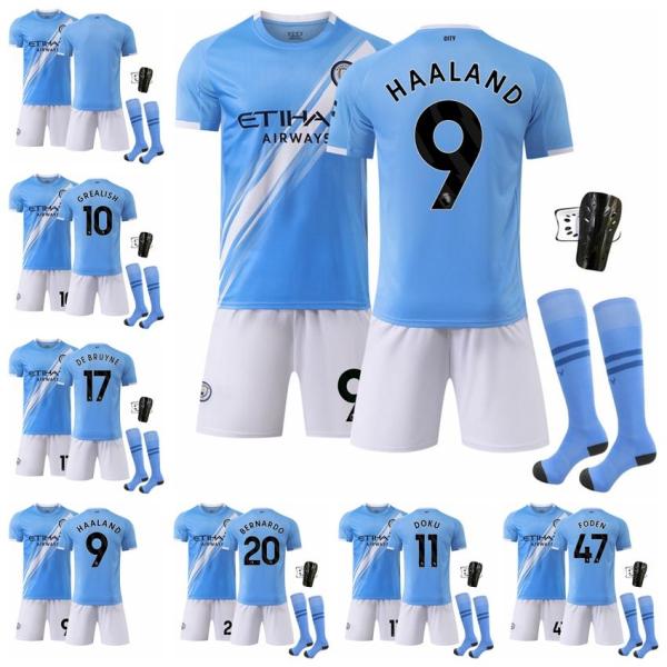 サッカーウェア 子供 大人 2526マンチェスター・シティのホームユニフォーム9番ハーランド10グラリッシュ17デブラウ