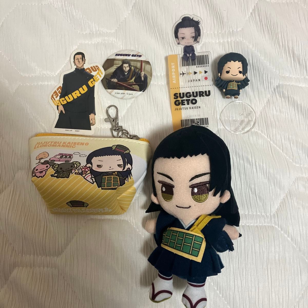 Jujutsu Kaisen Suguru Geto Goods Bundle Plushie Pouch Bookmark Can Badge Sticker Mini Figure