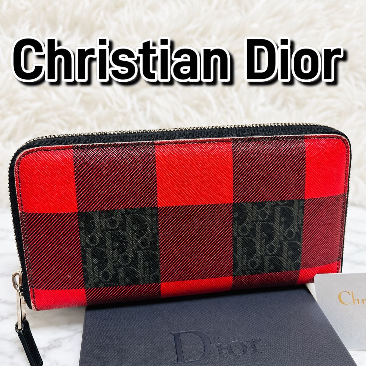 配件齐全●Dior●迪奥●钱包●Oblique●格纹●Trotter●塔夫绸格纹●圆形拉链●长款钱包