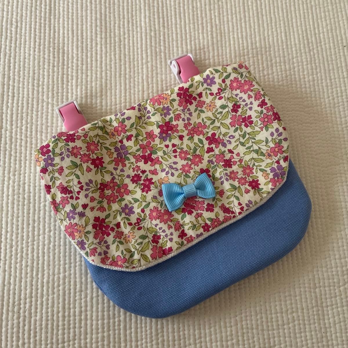 Clip-on Portable Pocket ☆ Pink Floral & Ribbon ☆ Girls