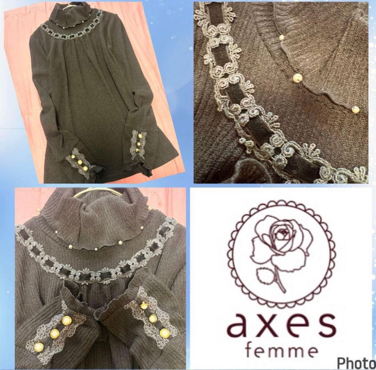 艾克西斯法姆★axes★罗纹★高领★天鹅绒条纹★针织★毛衣★公主风 axes 精灵格兰奇 小姐系 可爱系