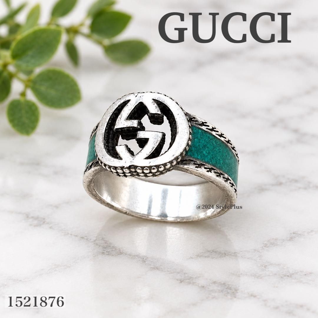 古驰 GUCCI 戒指 互扣式 GG 绿松石珐琅