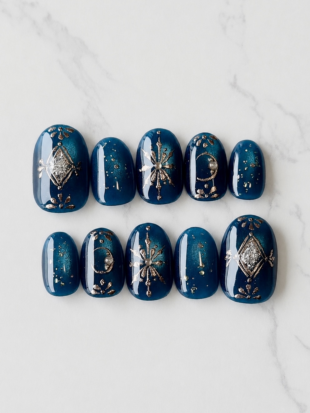 Emerald Halloween Autumn Galaxy Star Moon Hand-painted Sea Gem Nail Nail Tips Green Blue Concept Green Magic Takarazuka Night Sky Universe Harry Potter Universal USJ