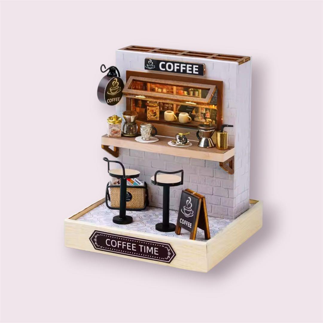 Miniature Cafe Coffee Shop Dollhouse Assembly Kit (Unassembled)