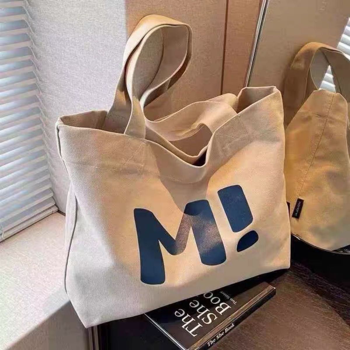 帆布托特包 M!logo 米色 大容量 通勤 上学