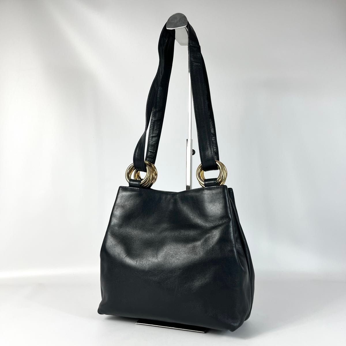 BALLY BALLI LEATHER SHOULDER BAG BLACK GOLD