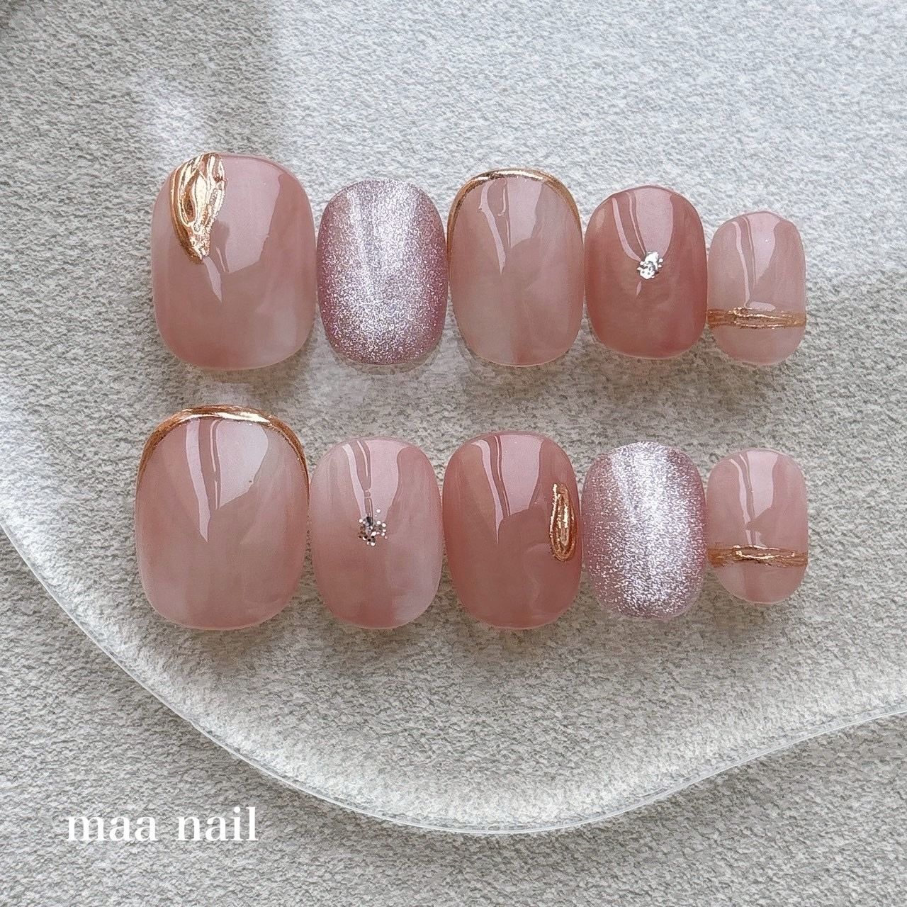 【 NO.277 】«Size Customization Product » Nail Tips Nuance Nail Korean Nail Smooth Magnetic Nail Wedding Wedding Nail Pink